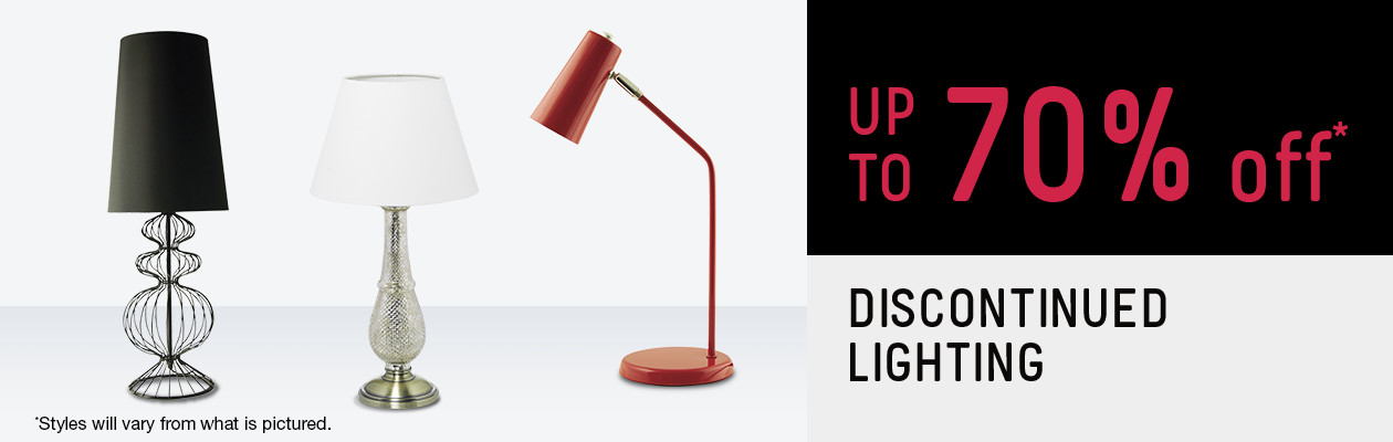 Up to 70% off discontinued Lighting.