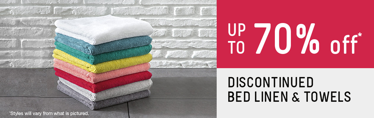 Up to 70% off Bed linen & Towels.