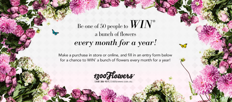 Be one of 50 people to win a bunch of flowers every month for a year.